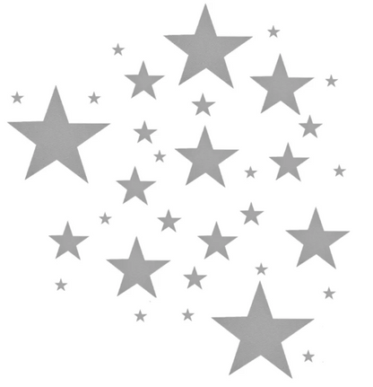 Grijze sterren muurstickers met verschillende afmetingen