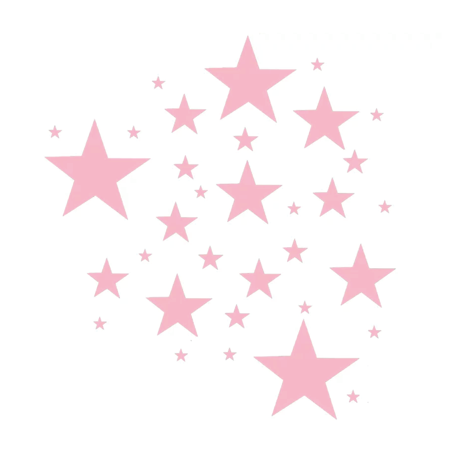 Roze sterren muurstickers met verschillende afmetingen