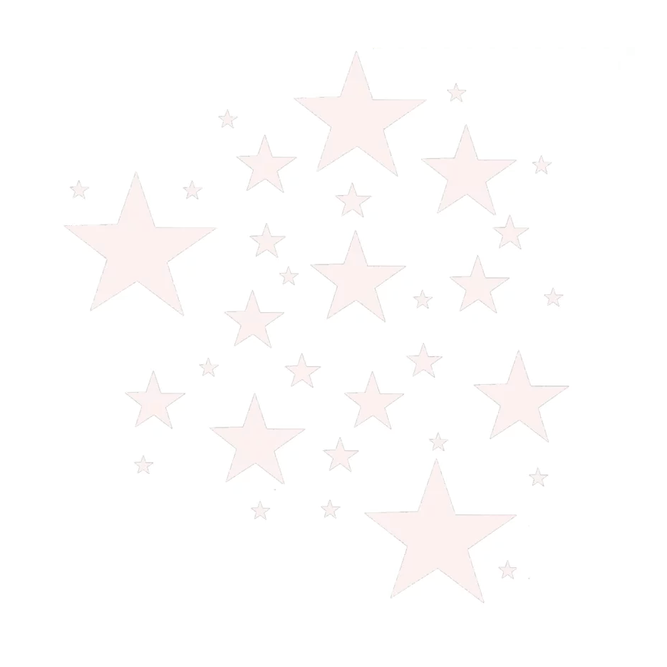 Witte sterren muurstickers met verschillende afmetingen