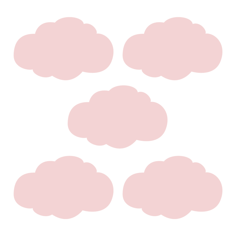 Roze wolken muurstickers set van 5 stuks