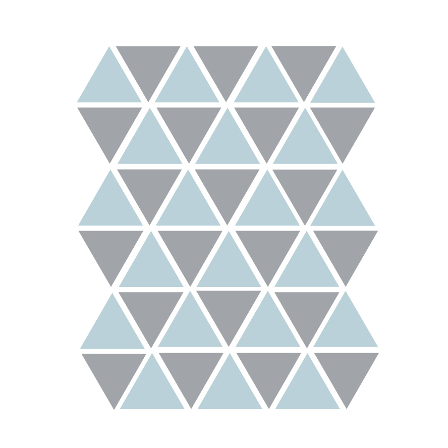 Driehoek muurstickers blauw en grijs