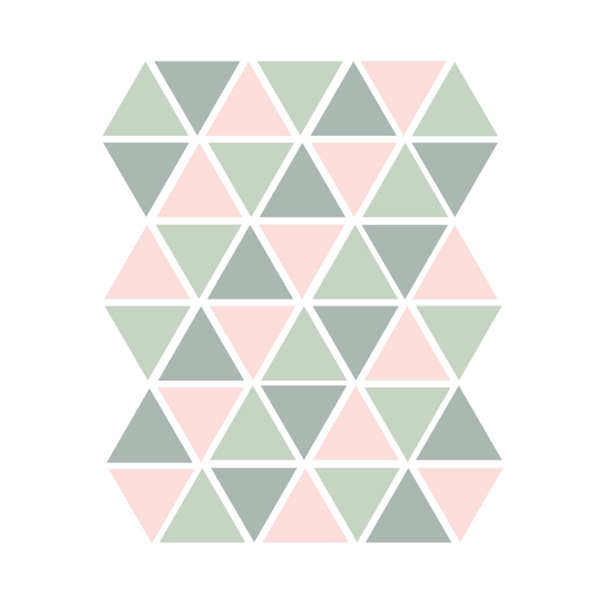 Driehoek muurstickers groen en roze