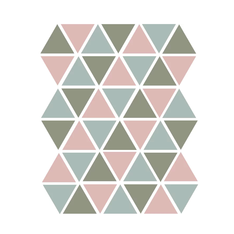 Driehoek muurstickers groen blauw en roze