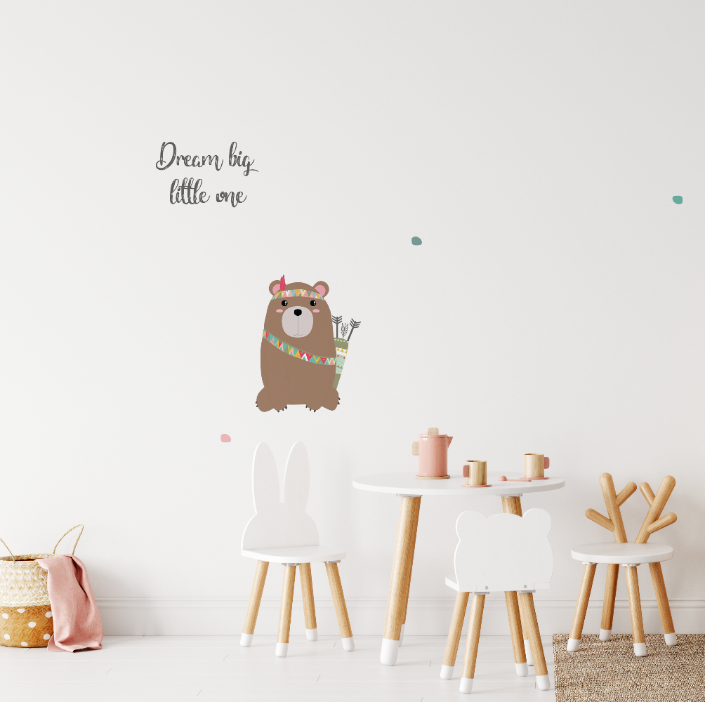 Stoere beer muursticker | 30x40cm - LM Baby Art | Muurdecoratie voor de allerkleinsten