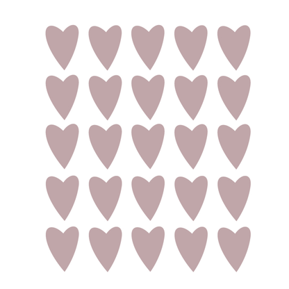 Bruin roze hartjes muurstickers - Set van 25 hartjes muurstickers. Leuk voor in de babykamer of kinderkamer