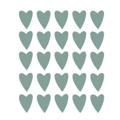 Donker groene hartjes muurstickers voor een stoere meisjeskamer. Set van 25 stickertjes