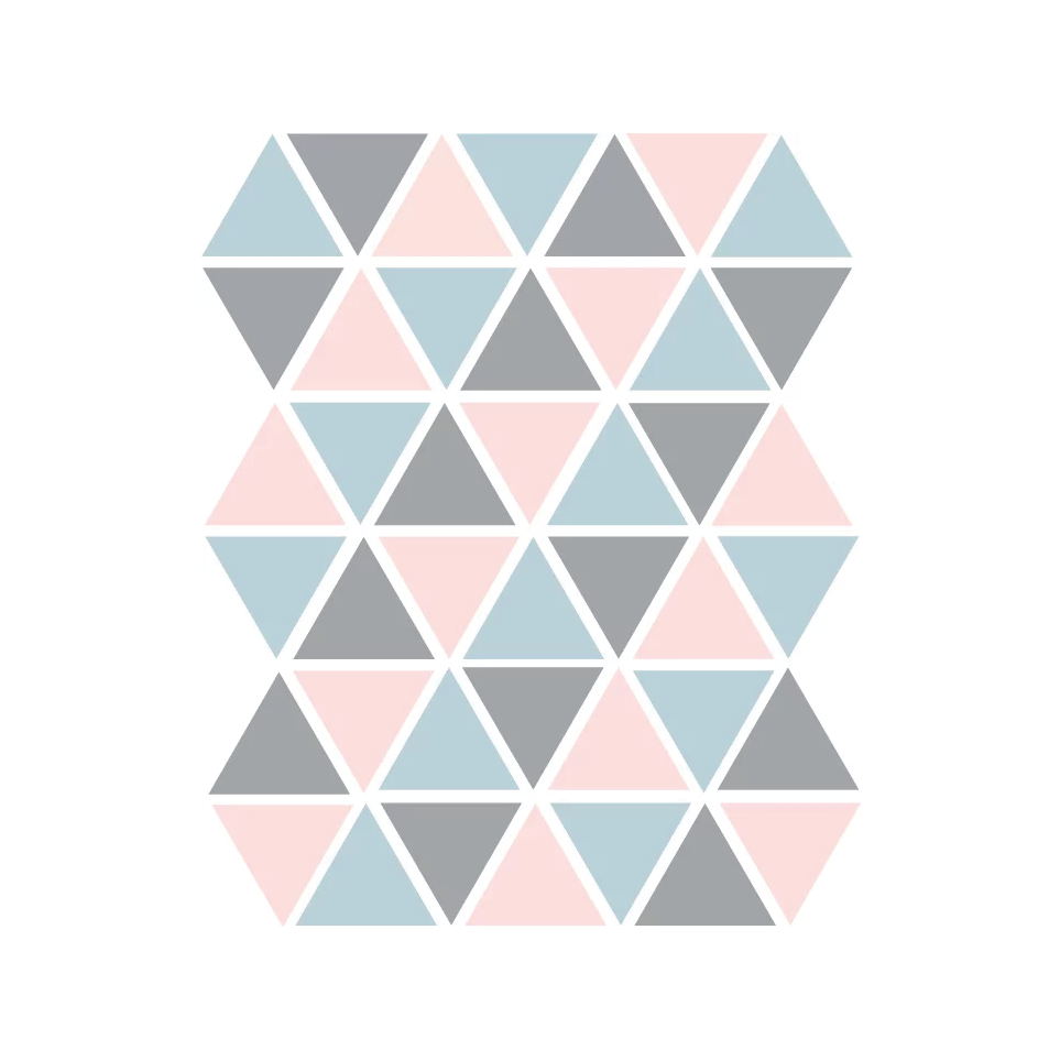 Driehoek muurstickers grijs blauw en roze