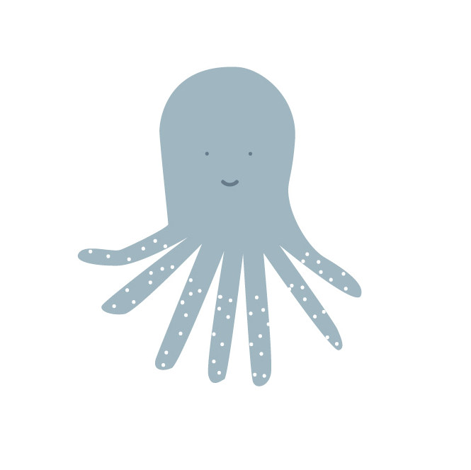 Grijs blauwe octopus muursticker