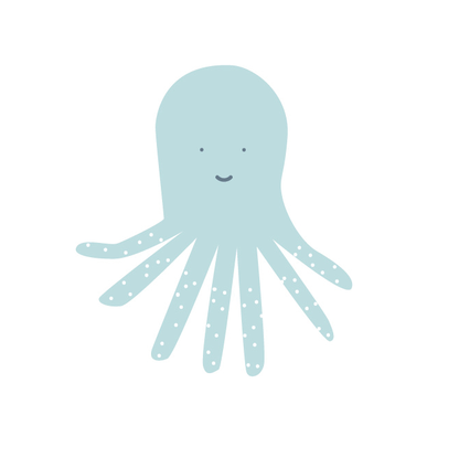 Licht blauwe octopus muursticker