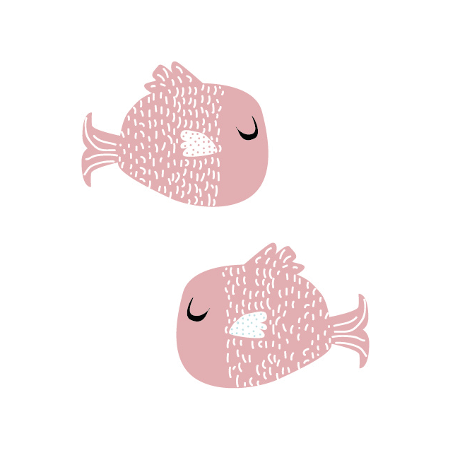 Roze visjes muurstickers uit de Fishie Fishies collectie