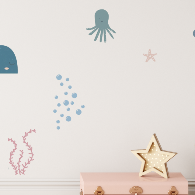 Octopus muurstickers | Diverse varianten - LM Baby Art | Muurdecoratie voor de allerkleinsten
