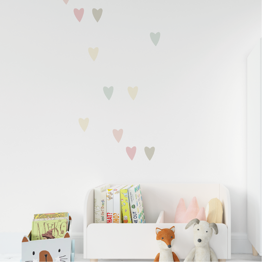 Gekleurde hartjes muurstickers - LM Baby Art | Muurdecoratie voor de allerkleinsten