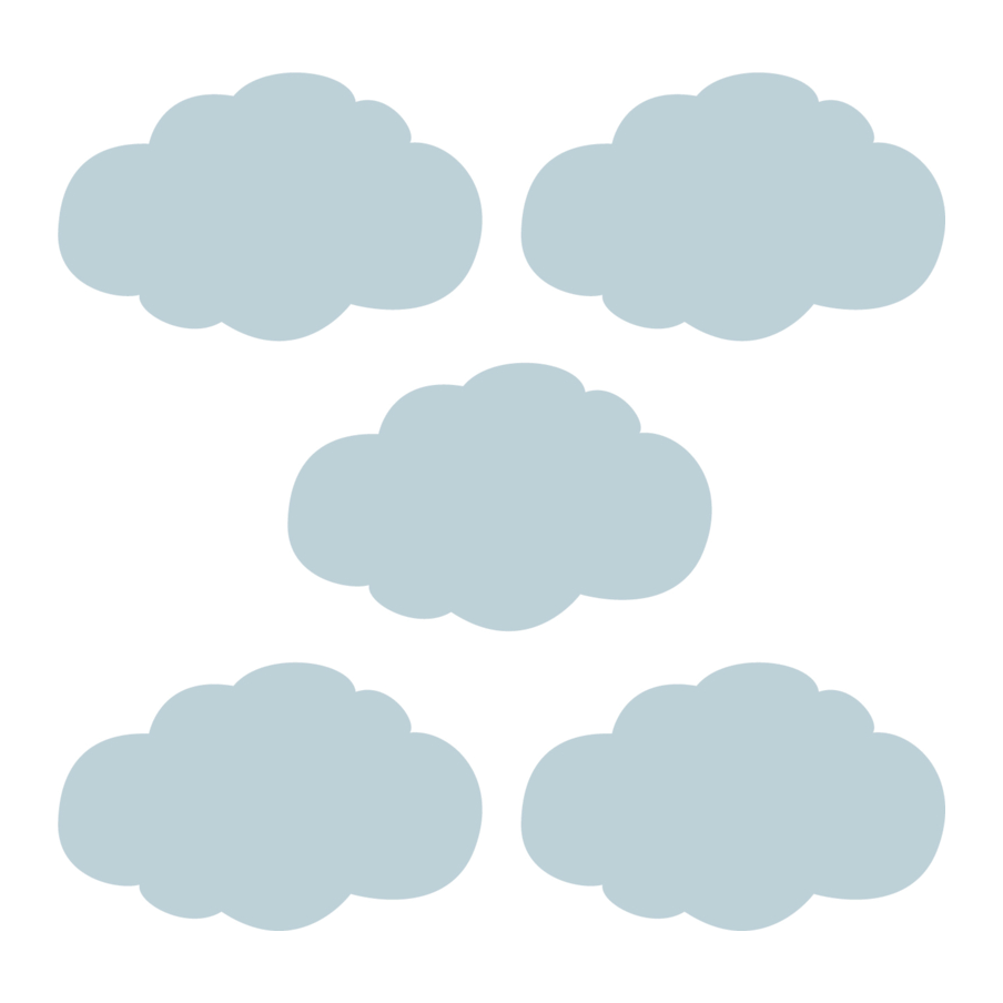 Grijs blauwe wolken muurstickers set van 5 stuks