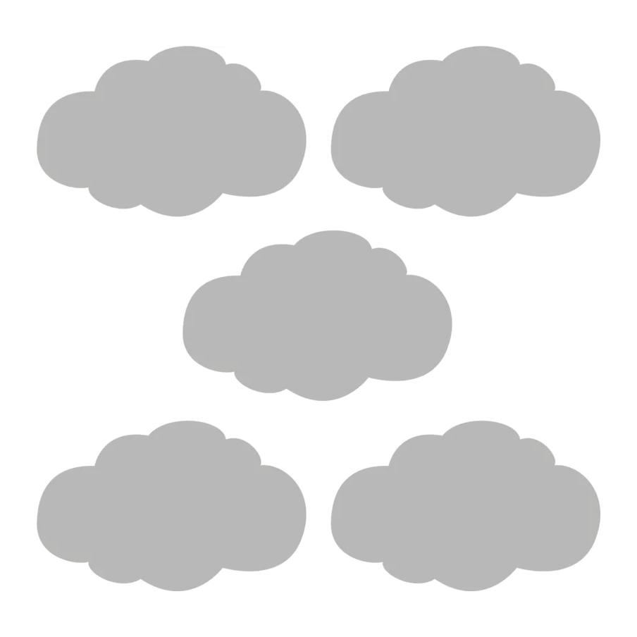 Grijze wolken muurstickers set van 5 stuks