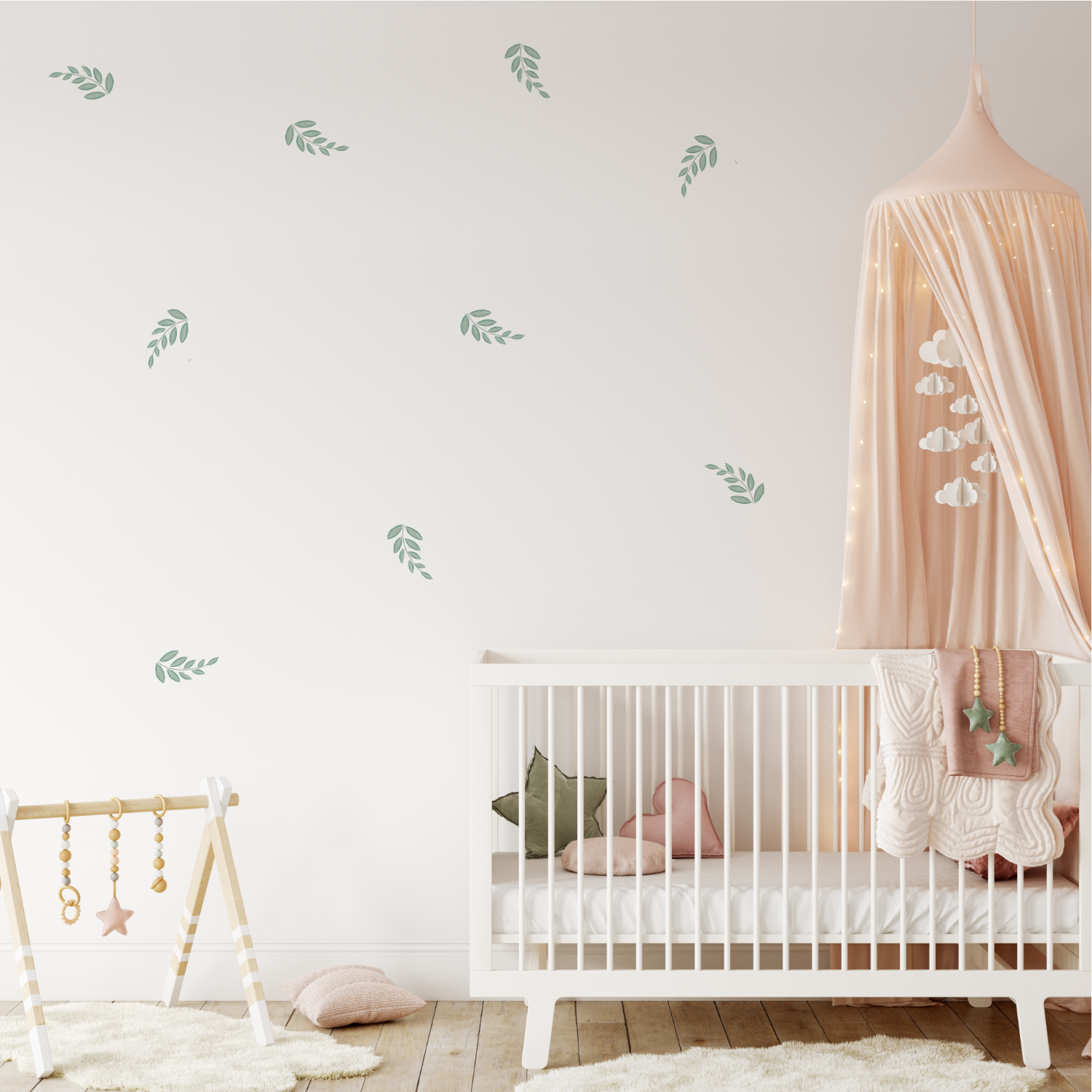 Groene takjes muurstickers | Set van 9 stickers - LM Baby Art | Muurdecoratie voor de allerkleinsten