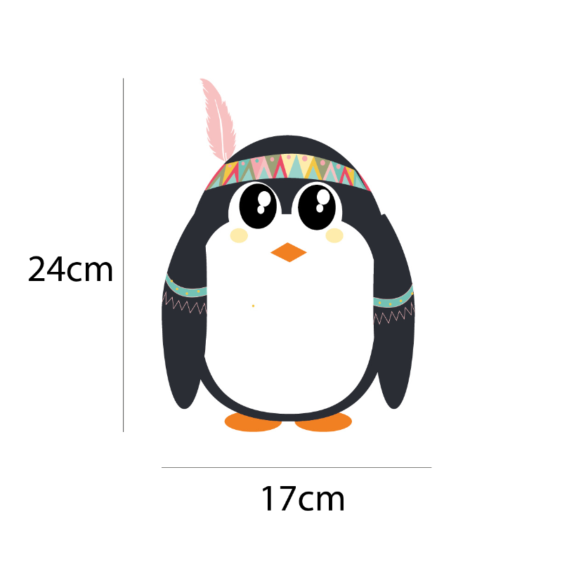 Indianen dieren - Pinguin muursticker - LM Baby Art