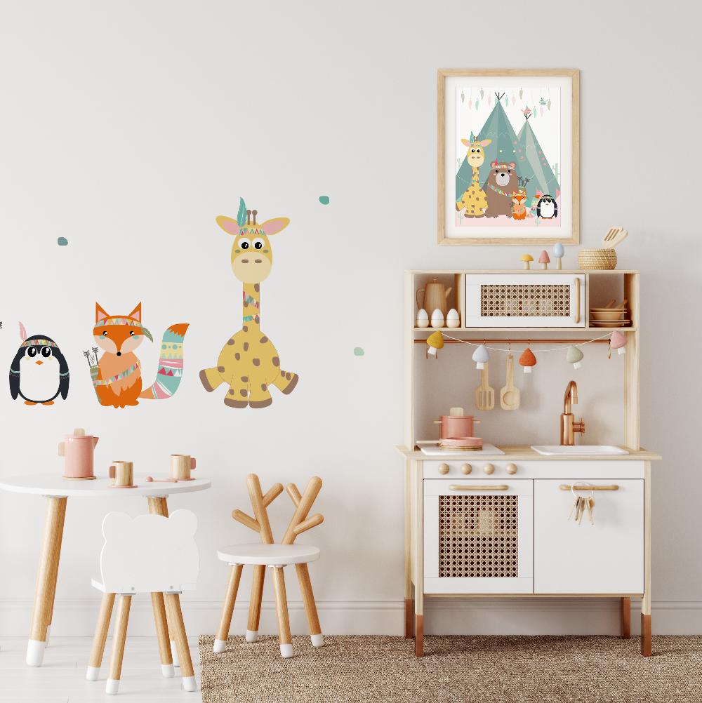 Stoere giraf muursticker | 31x64cm - LM Baby Art | Muurdecoratie voor de allerkleinsten