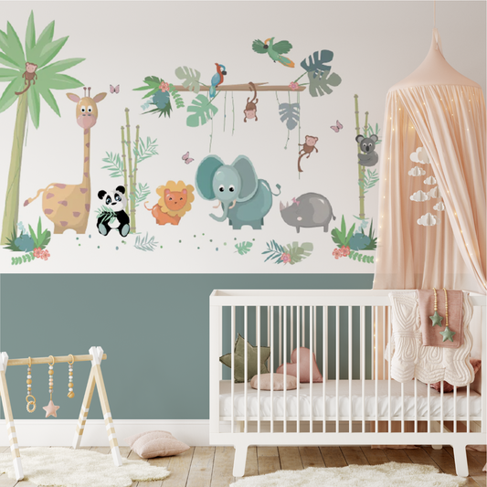 Jungle muurstickers | Jungly jungle - Complete set muurstickers - LM Baby Art | Muurdecoratie voor de allerkleinsten