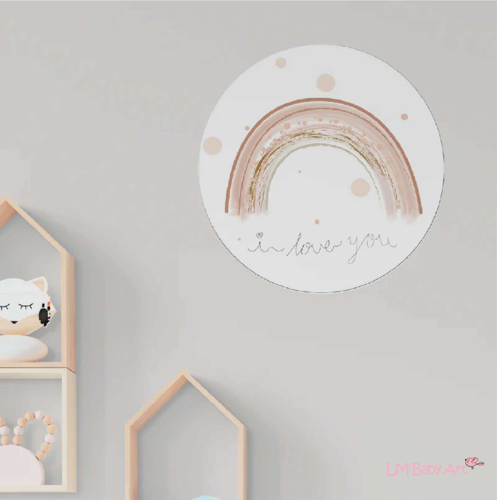 Muurcirkel regenboog - I love you - LM Baby Art | Muurdecoratie voor de allerkleinsten