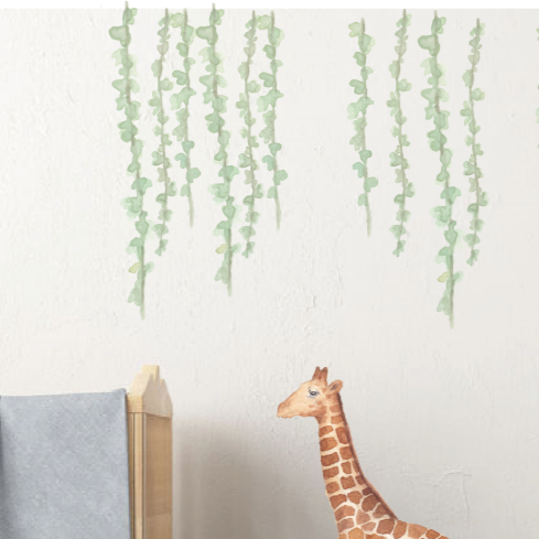 Safari - Groen bladeren slinger muursticker - LM Baby Art