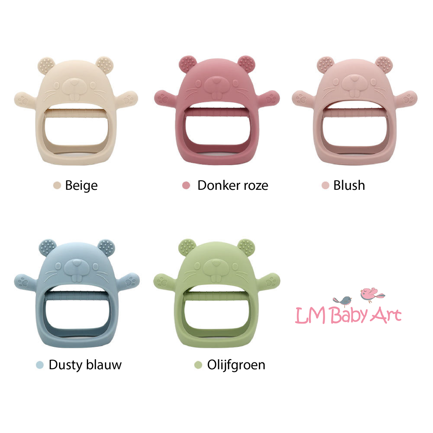 Siliconen bijtring handschoen / Teether | Verschillende kleuren - LM Baby Art | Muurdecoratie voor de allerkleinsten