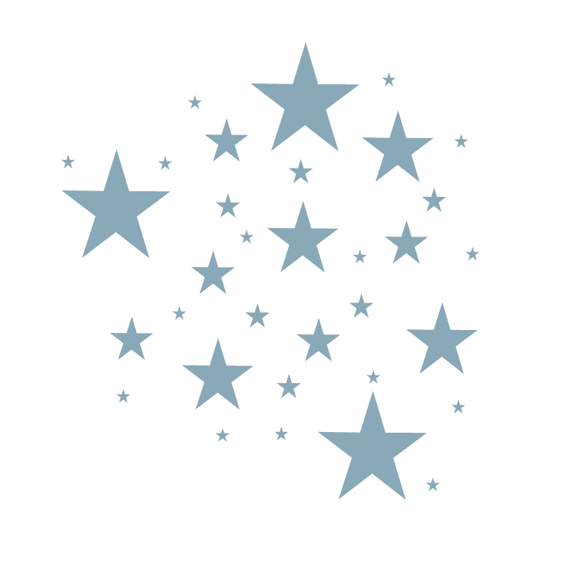 Cement blauwe sterren muurstickers met verschillende afmetingen