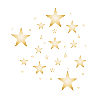 Gouden sterren muurstickers met verschillende afmetingen