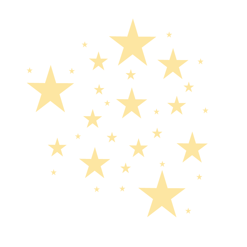 Gele sterren muurstickers met verschillende afmetingen