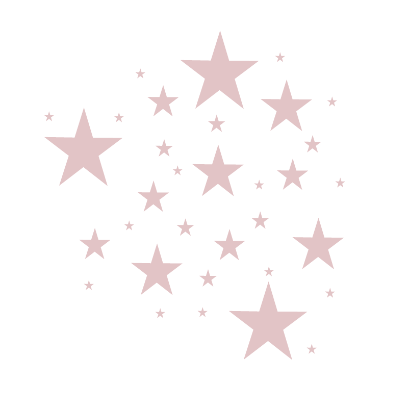 Oud roze sterren muurstickers met verschillende afmetingen