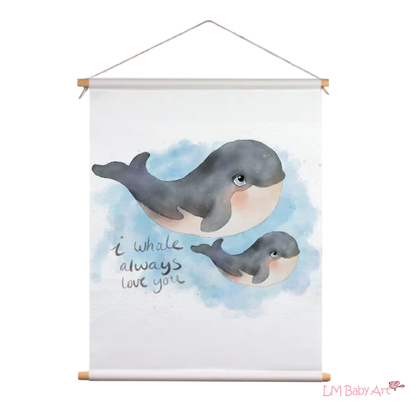 Textielposter Walvissen - LM Baby Art | Muurdecoratie voor de allerkleinsten