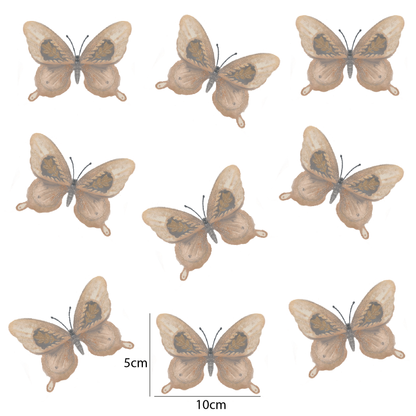 afmetingen vlinder muurstickers beige