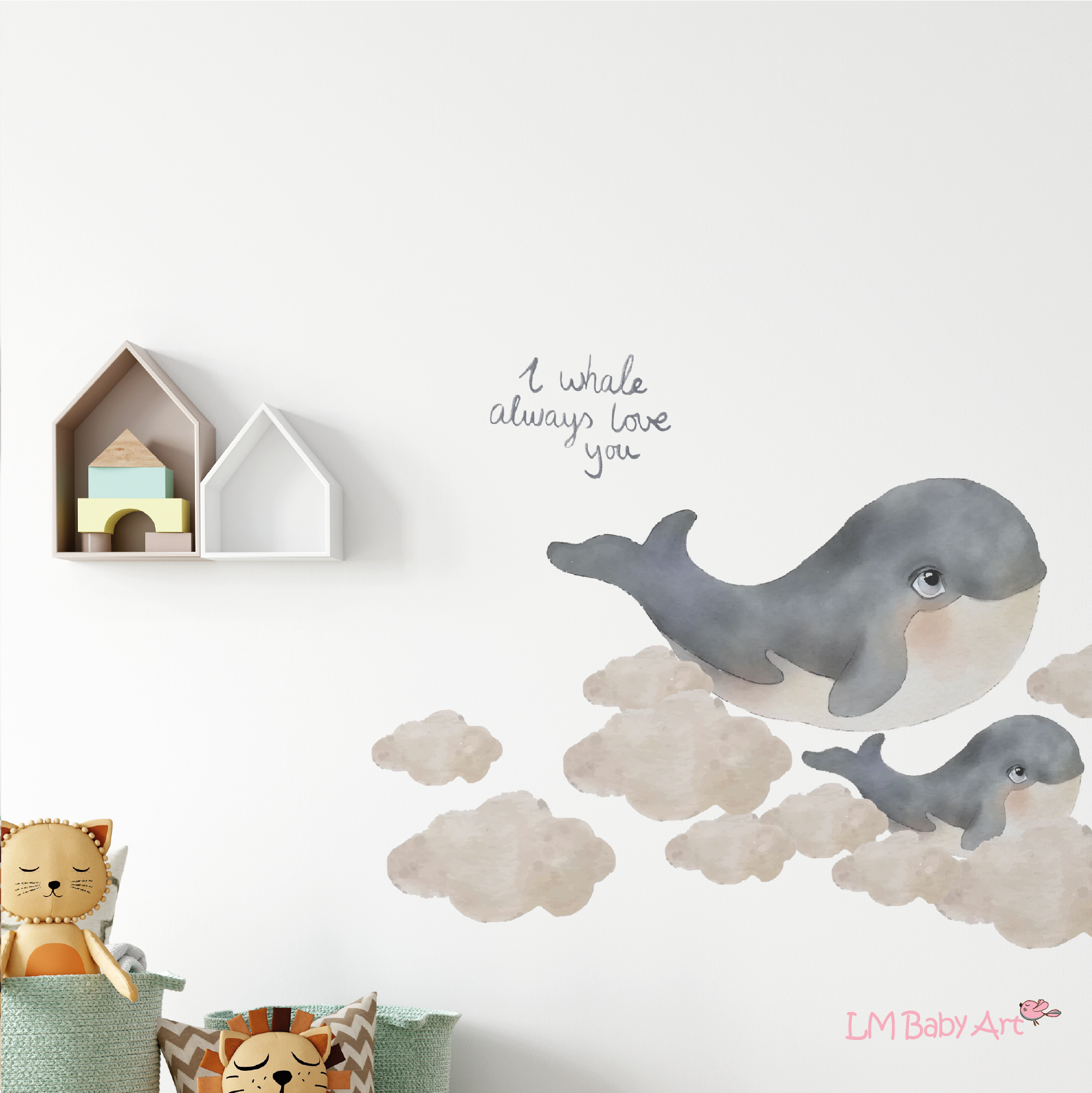 Muursticker tekst: I whale always love you - LM Baby Art | Muurdecoratie voor de allerkleinsten