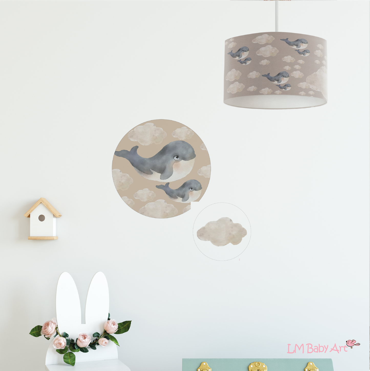 Hanglamp walvissen en wolken - LM Baby Art | Muurdecoratie voor de allerkleinsten