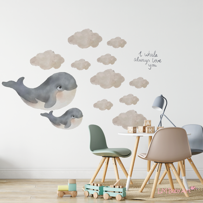 Muursticker set | Walvissen collectie - LM Baby Art | Muurdecoratie voor de allerkleinsten