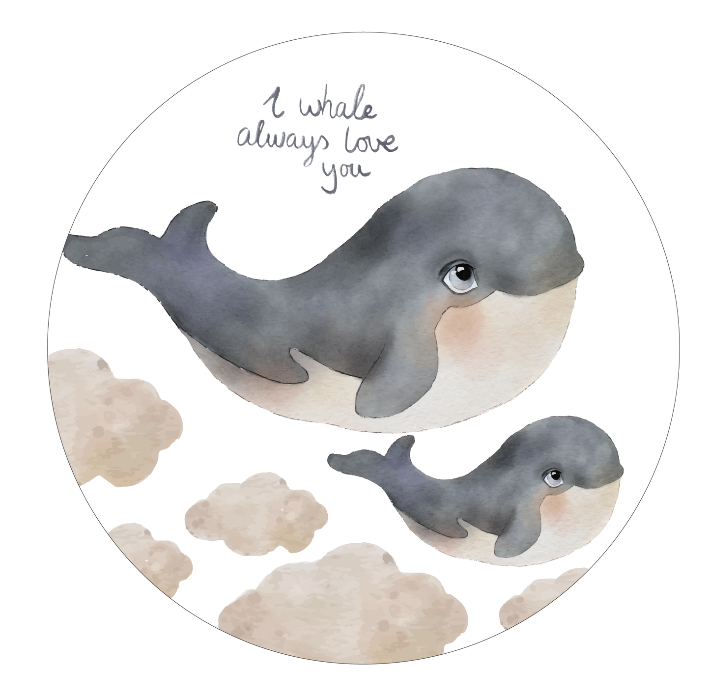Muurcirkel set walvissen roze wolk - LM Baby Art | Muurdecoratie voor de allerkleinsten