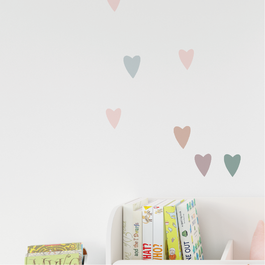 Vrolijke hartjes muurstickers | 25 hartjes stickers - LM Baby Art | Muurdecoratie voor de allerkleinsten
