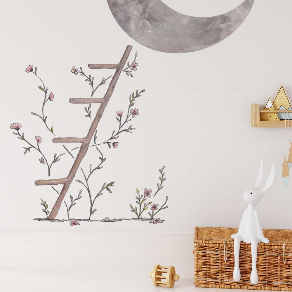 Ladder met bloemetjes muursticker - LM Baby Art | Muurdecoratie voor de allerkleinsten
