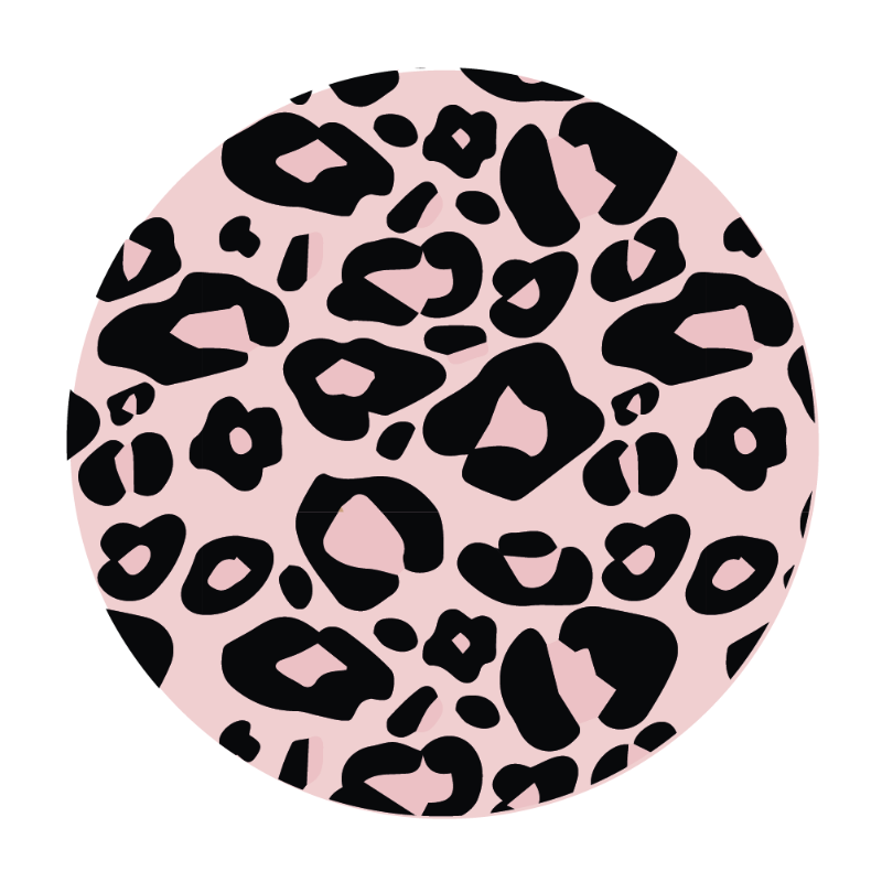 Roze en zwarte panterprint muurcirkel