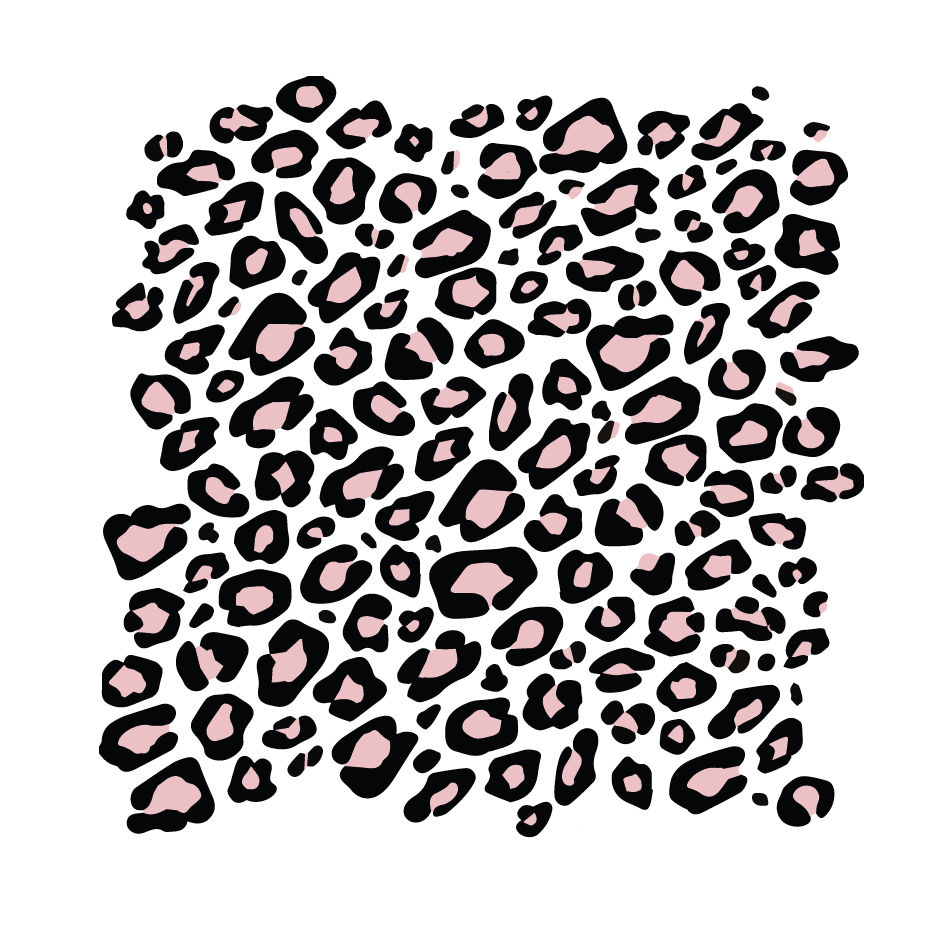 Zwart roze panterprint muurstickers set van 130 stuks