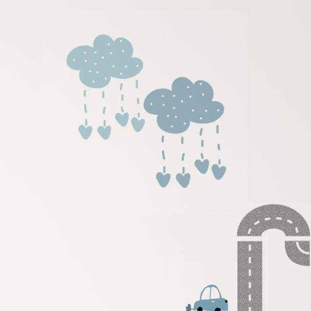 Wolken met hartjes muurstickers - LM Baby Art | Muurdecoratie voor de allerkleinsten